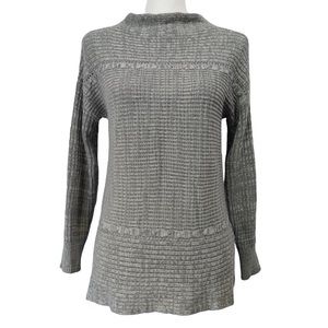 Westport 1962 Grey Mockneck Ribbed Knit Long Sleeve Pullover Sweater S